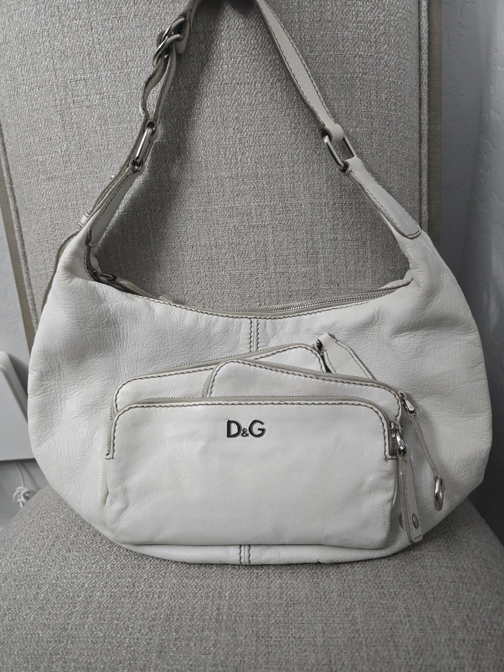 Dolce & Gabbana White Leather Mindy Pocket Hobo Bag